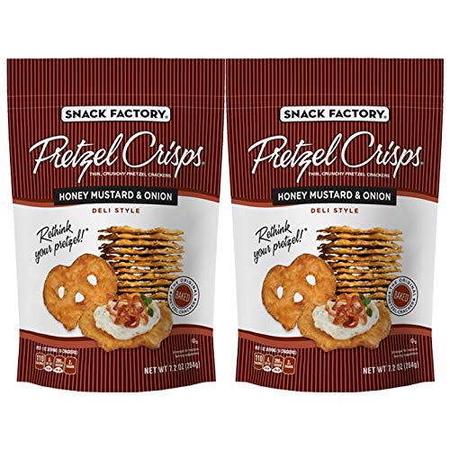 Snack Factory Pretzel Crisps Honey Mustard and Onion 7.2 Ounce (Pack of 2)