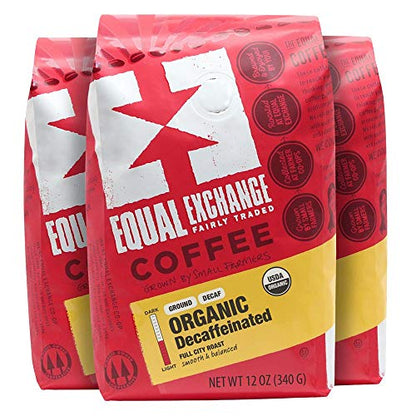 Equal Exchange Organic Ground Coffee, Decaf, 12-Ounce Bag (Pack of 3) Equal Exchange