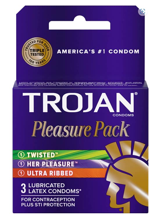 Trojan Pleasure Pack Lubricated Premium Latex Condoms - 3 Count (Pack of 4) Trojan