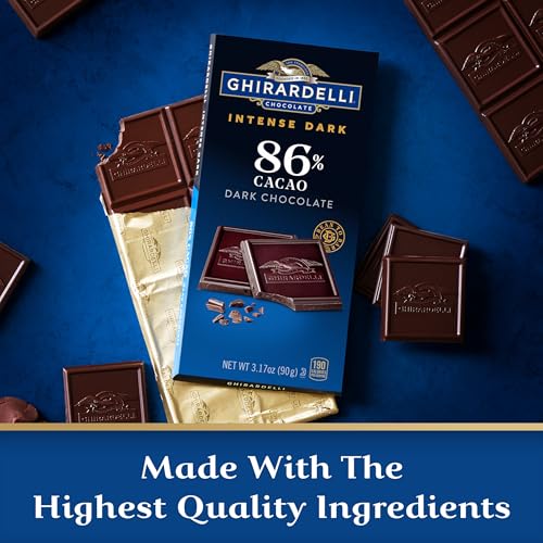 GHIRARDELLI INTENSE DARK Chocolate Bar, 86% Cacao, 3.17 Oz Bar (Pack of 12)