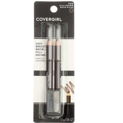 COVERGIRL Easy Breezy Brow Fill+Define Pencil Rich Brown (Pack of 3)