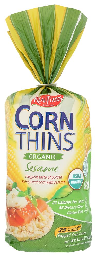REAL FOODS CORN THIN SESAME ORG, 5.3 OZ (6 pack)