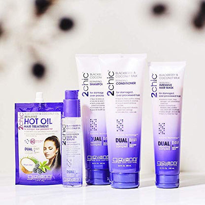 GIOVANNI 2chic Ultra Repairing Leave-In Conditioning & Styling Elixir - Hair Serum for All Hair Types, Tsubaki Seed Oil & White Tea, Detangles, Smooths & Conditions, Tames Frizz - 4 oz