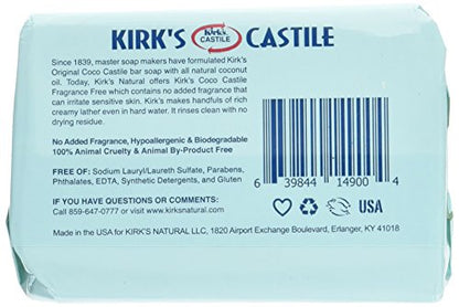 Kirk's Coco Castile Soap, Fragrance Free (Pack of 5)
