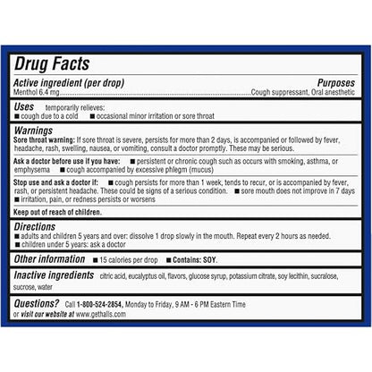 HALLS Cough and Throat Relief Mentho-Lyptus Cough Drops, 9 Sticks (Pack of 20)