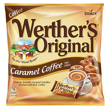 Werther's Original Caramel Coffee Hard Candy - Individually Wrapped Hard Candies for Halloween, Parties, or Snacks - 2.65 oz Bags (Pack of 12)