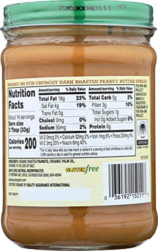 Santa Cruz ORGANIC Peanut Butter Dark Roasted Crunchy No Stir 16 oz