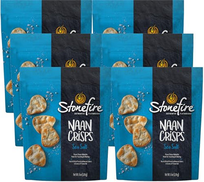 Stonefire Sea Salt Naan Crisps, 6 oz (Pack of 6) Stonefire