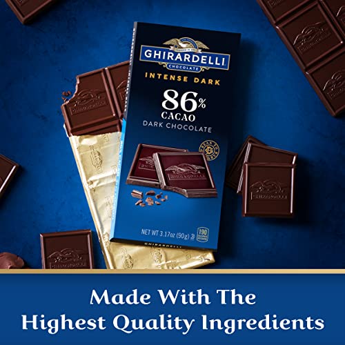 GHIRARDELLI INTENSE DARK Chocolate Bar, 86% Cacao, 3.17 Oz Bar (Pack of 12)