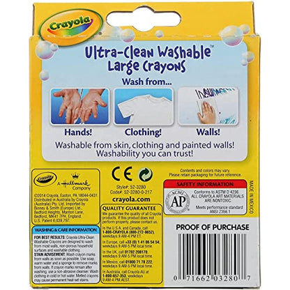 Crayola Washable Crayons, Large, 8 Colors (Pack of 2)