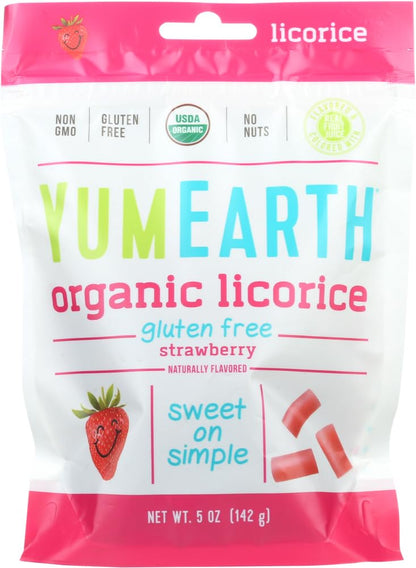 YumEarth Organic Gluten Free Strawberry Licorice Snack Packs - Allergy Friendly, Gluten Free, Non-GMO, Vegan, No Artificial Flavors or Dyes - 5 Ounce (Pack of 2)