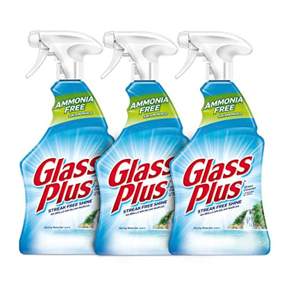 Glass Plus Glass Cleaner, 32 fl oz Bottle, Multi-Surface Glass (Pack of 3) Glass Plus