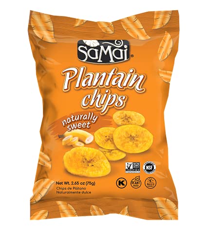 SAMAI Naturally Sweet Plantain Chips Gluten Free, All Natural, NON-GMO and Kosher 2.65oz (Pack of 15)