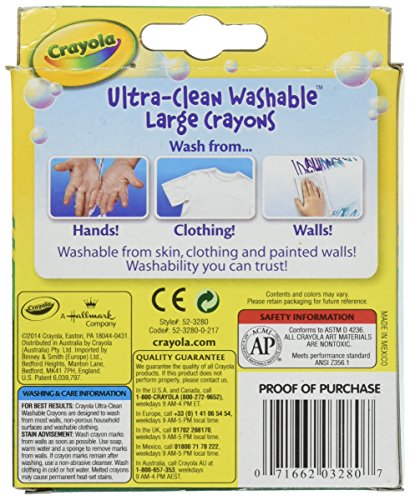 Crayola Washable Crayons, Large, 8 Colors (Pack of 2)