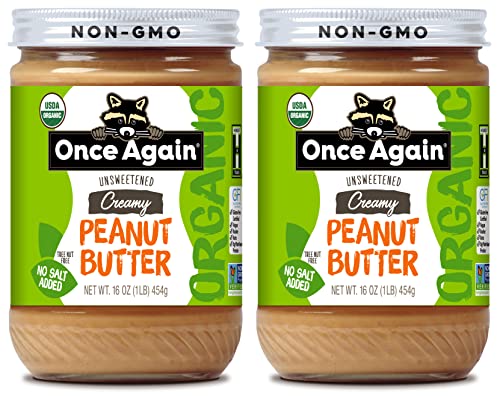 Once Again Organic Creamy Peanut Butter, 16 oz - Salt Free (Pack of 2) Once Again