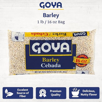 Dry Barley Grain by Goya, Pearl Barley, Pantry Staples, Cebada, Barley for Cooking, Cereal, and Soup, High in Fiber, Nutritious and Versatile, 16 oz