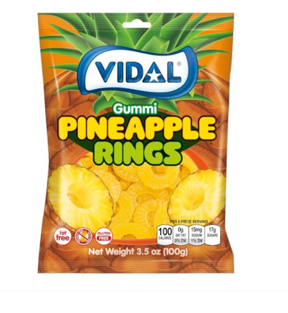 Vidal Pineapple Rings Gummi Candy, 3.5 oz Bag Vidal