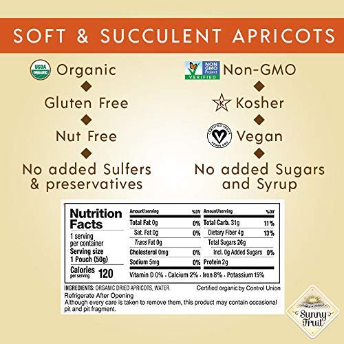 ORGANIC Turkish Dried Apricots Sunny Fruit 5 Portion Packs per 2 Bags
