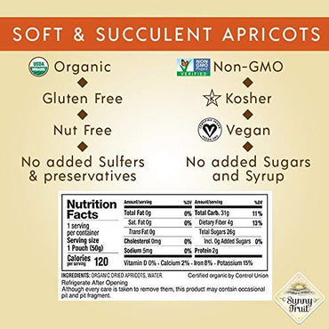 ORGANIC Turkish Dried Apricots Sunny Fruit 5 Portion Packs per 2 Bags