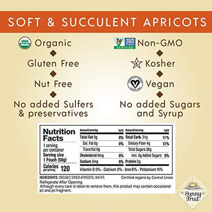 ORGANIC Turkish Dried Apricots Sunny Fruit 5 Portion Packs per 2 Bags