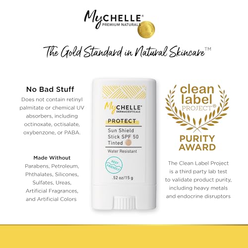MyCHELLE Sun Shield Stick SPF 50 Tinted Mineral Reef Safe Sunscreen for Face 0.52 oz