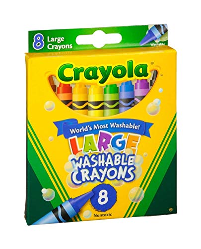 Crayola Washable Crayons, Large, 8 Colors (Pack of 2)