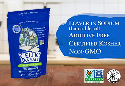 Celtic Sea Salt Fine Ground 8 Ounce Resealable Bag (Pack of 6)