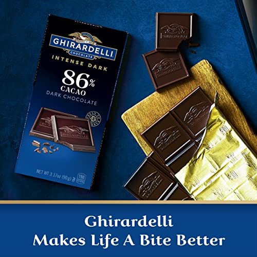GHIRARDELLI INTENSE DARK Chocolate Bar, 86% Cacao, 3.17 Oz Bar (Pack of 12)