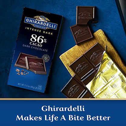 GHIRARDELLI INTENSE DARK Chocolate Bar, 86% Cacao, 3.17 Oz Bar (Pack of 12)