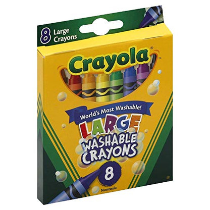 Crayola Washable Crayons, Large, 8 Colors (Pack of 2)