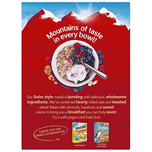 Alpen Muesli Original Cereal, Heart Healthy Cereal with Wheat Flakes, Rolled Oats, Nuts and Raisins, Non-GMO Project Verified, 14 OZ Box (Pack of 6)