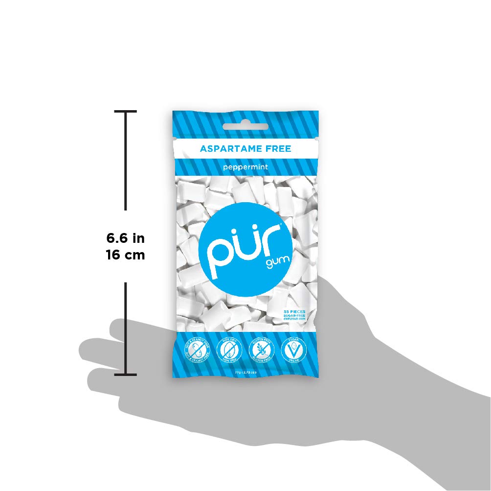 PUR Gum Peppermint Chewing Gum 2.72 Ounce (Pack of 2)