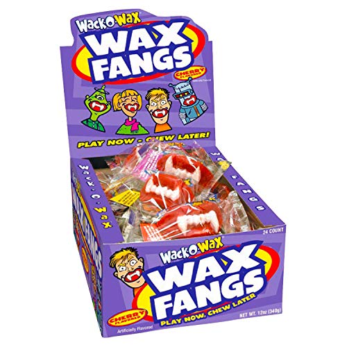 Wack-O-Wax Fangs Cherry Candy Halloween Toy, 24 Count Box Wack-O-Wax