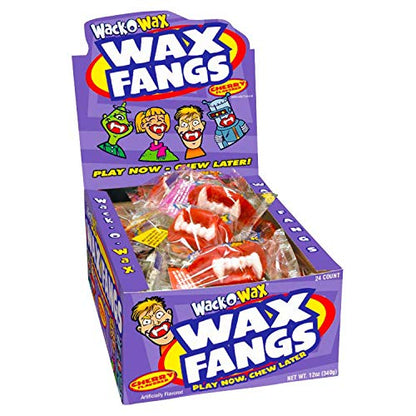Wack-O-Wax Fangs Cherry Candy Halloween Toy, 24 Count Box Wack-O-Wax