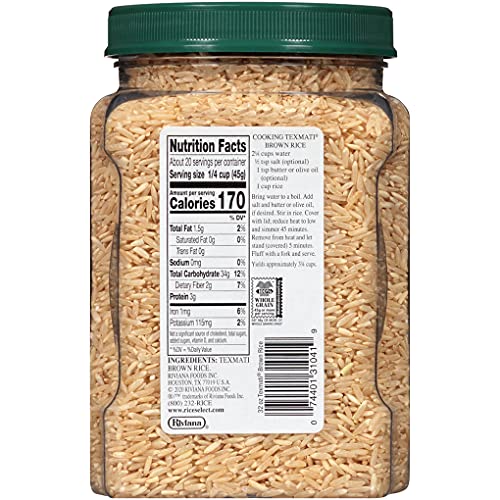 RiceSelect Texmati Brown Rice, Long Grain, Whole Grain, Gluten-Free, Non-GMO, 32 oz (Pack of 4)
