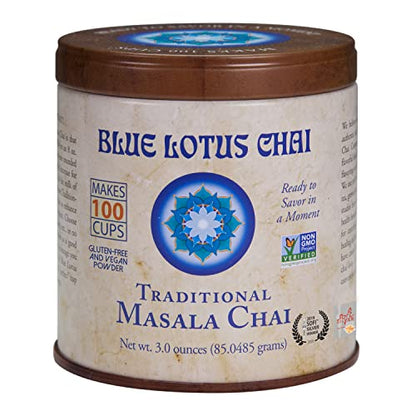 Blue Lotus Chai Traditional Masala Chai Powder, 3 oz, Makes 100 Cups Blue Lotus Chai
