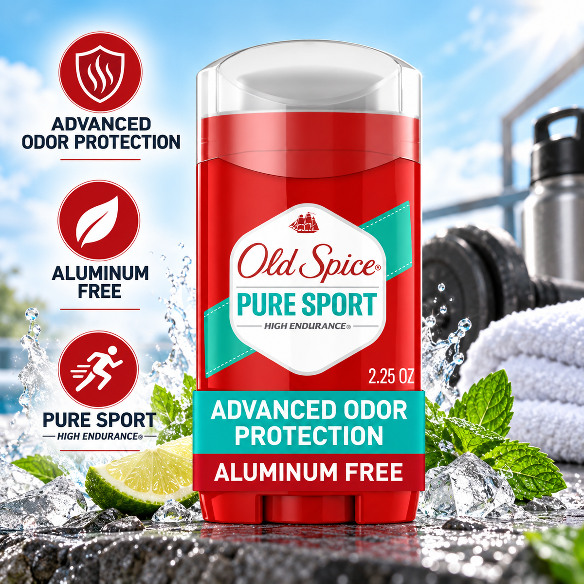 Old Spice Aluminum Free Deodorant for Men, High Endurance, 24/7 Lasting Old Spice