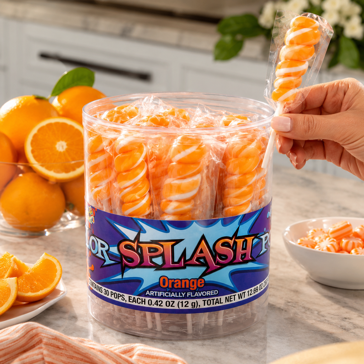 COLORSPLASH LOLLIPOPS Orange Lollipops Jar 12.69 oz 30 Pops