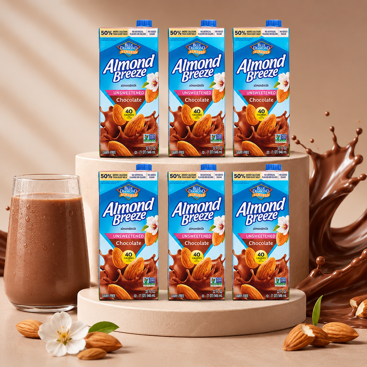 Blue Diamond Almonds Breeze Unsweetened Chocolate Almond Milk 32-ozs