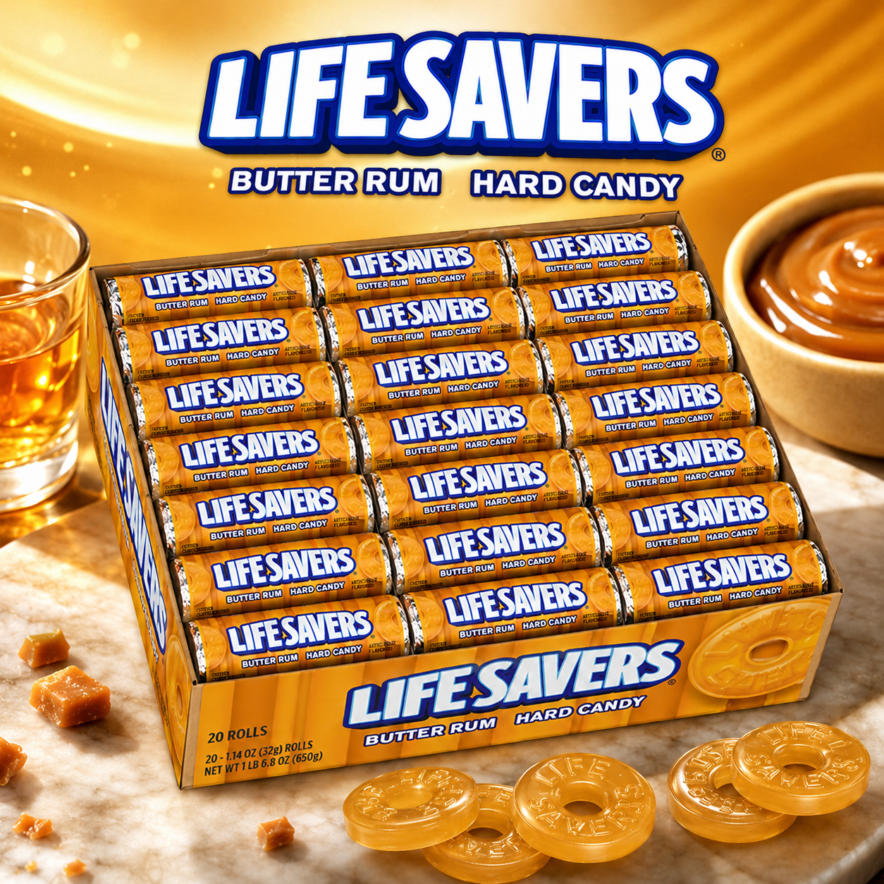 Lifesavers Butter Rum Candy, 14 Count (Pack of 20)