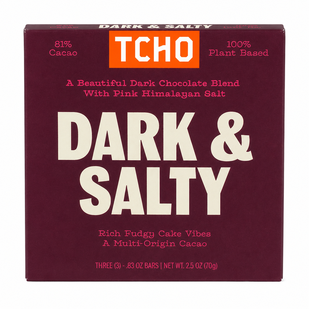 Tcho, Bar Chocolate Dark And Salty Organic, 2.5 Ounce