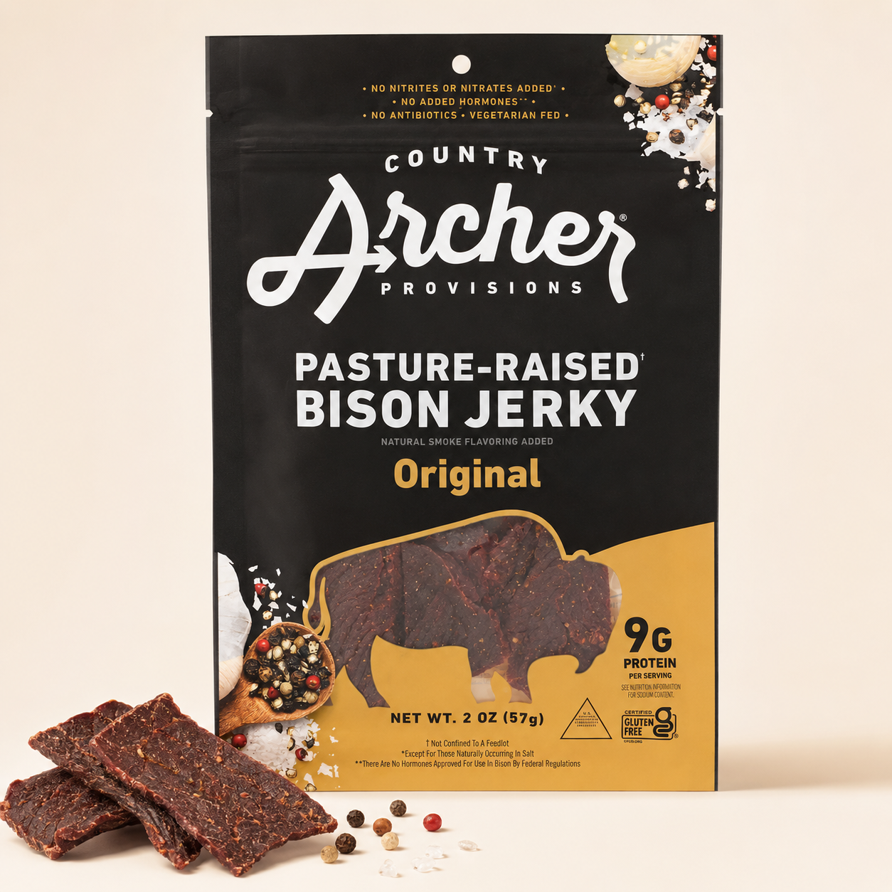 Country Archer, Jerky Bison OrigInchal, 2 Ounce