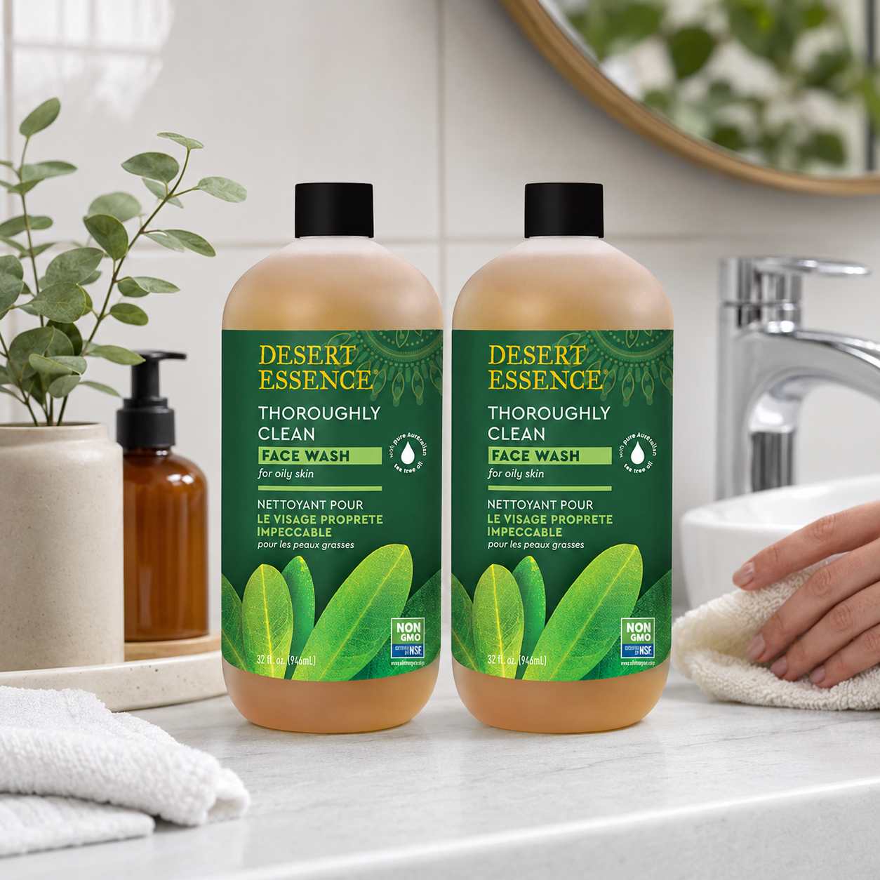 Desert Essence Thoroughly Clean Face Wash Original Tea Tree Oil Gentle Cleanser For Soft Radiant Skin 32 fl oz Desert Essence