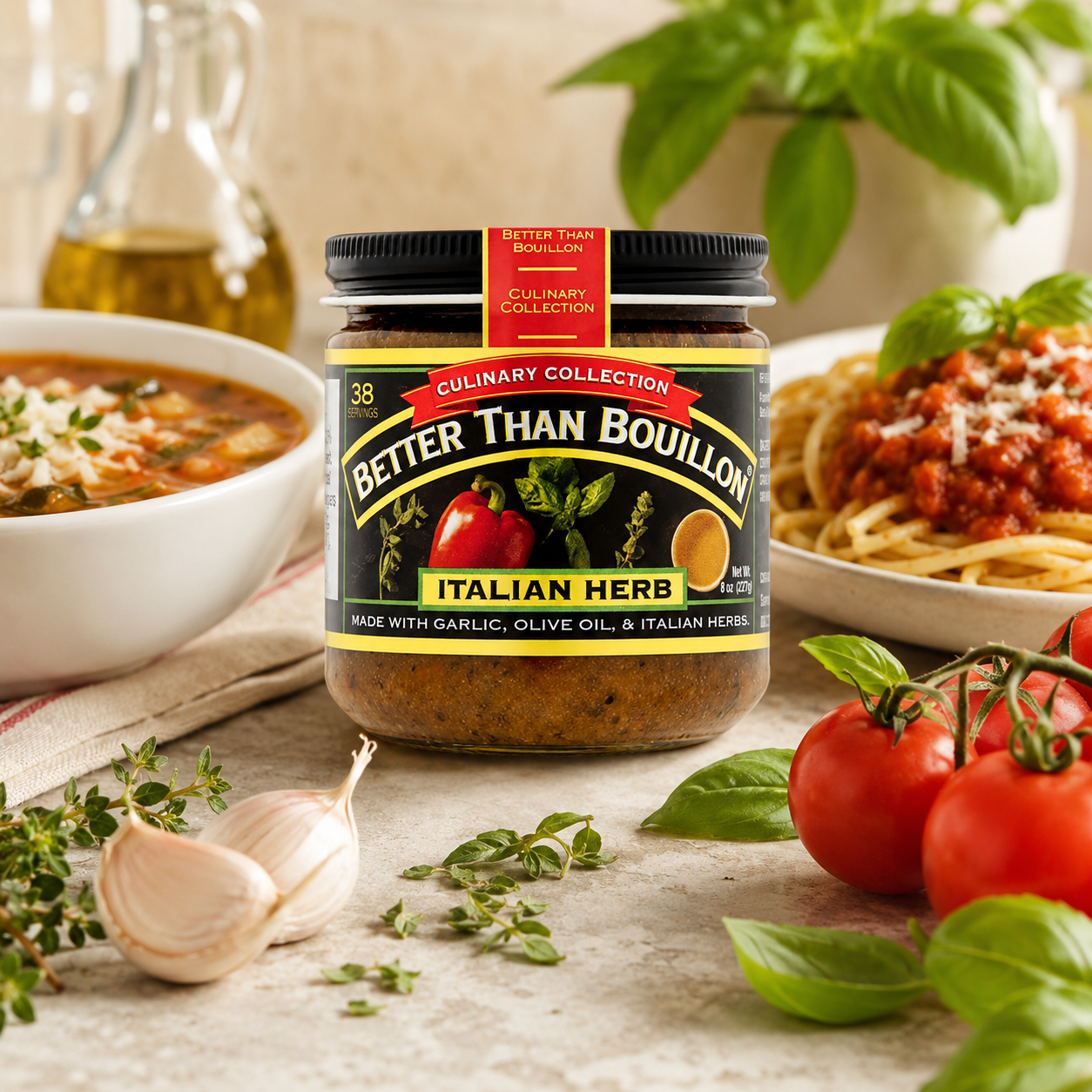 Better Than Bouillon Culinary Collection Base, Italian Herb Base, Contains 38 Servings Per Jar, 8 oz Glass Jar