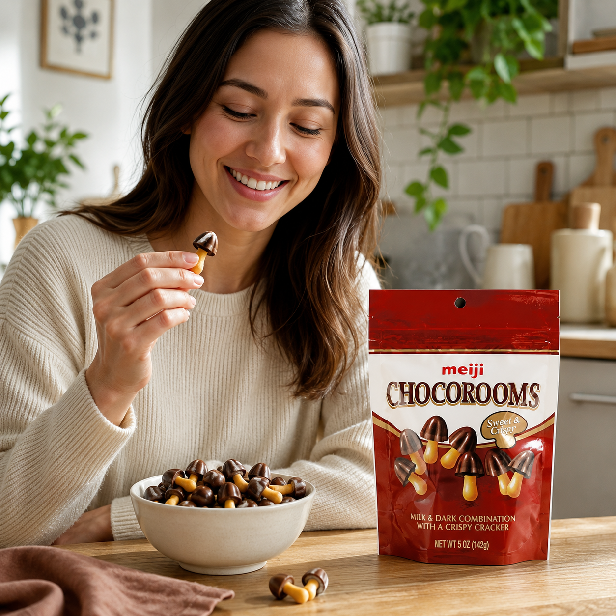 Meiji Chocorooms Bag 5 oz each (2 Items Per Order)