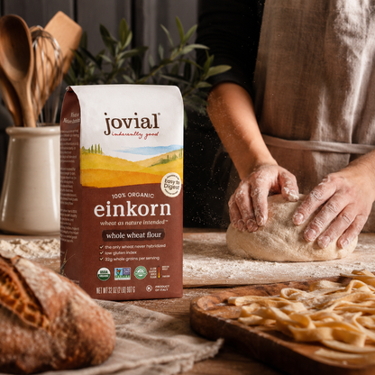 Jovial Organic Einkorn Whole Wheat Flour - Bread Baking Flour for Sourdough, High Protein, Non-GMO, For Organic Pizza & Pasta, European Italian Made, Glyphosate Free - 32 Oz, (Pack of 2)