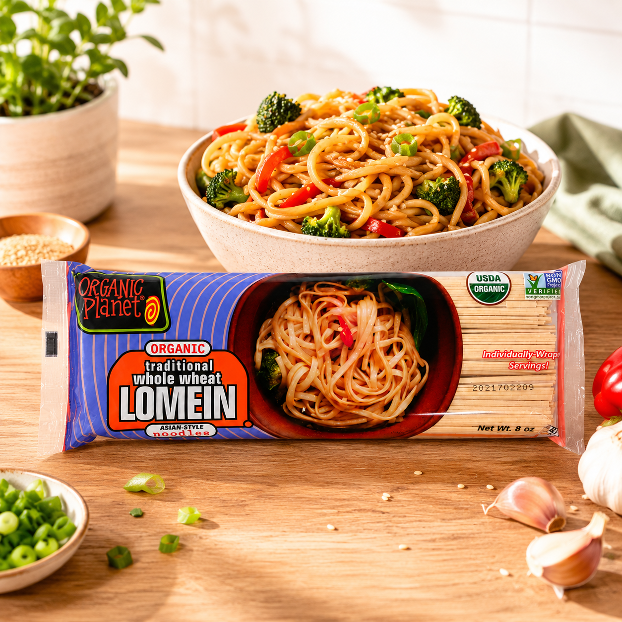 ORGANIC PLANET Whole Wheat Lo Mein Asian Stir-Fry Noodles 8 oz