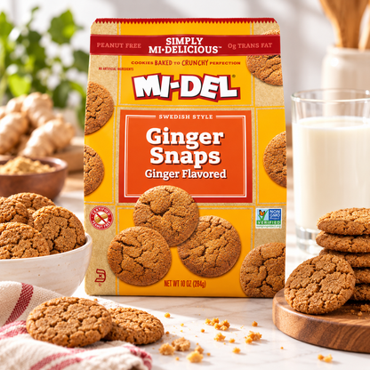 MI-DEL Ginger Snaps Cookies, Non-GMO, 0g Trans Fat MI-DEL