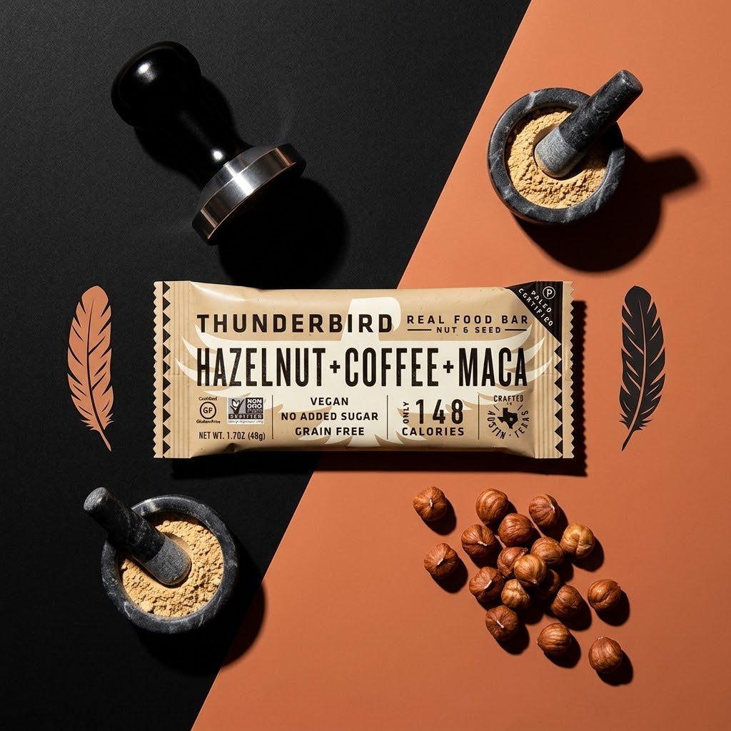 Thunderbird Hazelnut Coffee Maca Paleo Energy Bars, 15 Count Thunderbird