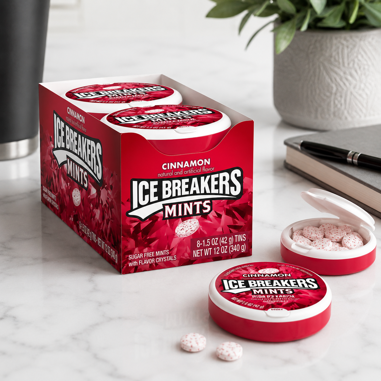 Ice Breakers Cinnamon Sugar Free Mints Tins 1.5 oz